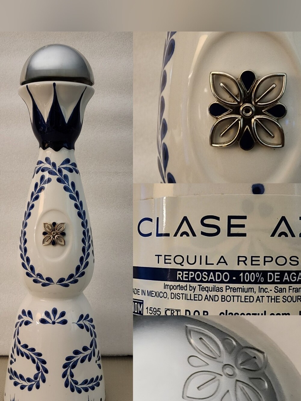 Clase Azul Tequila Resposado 750ml • Empty Bottle • Metal Medallion • Great Cond